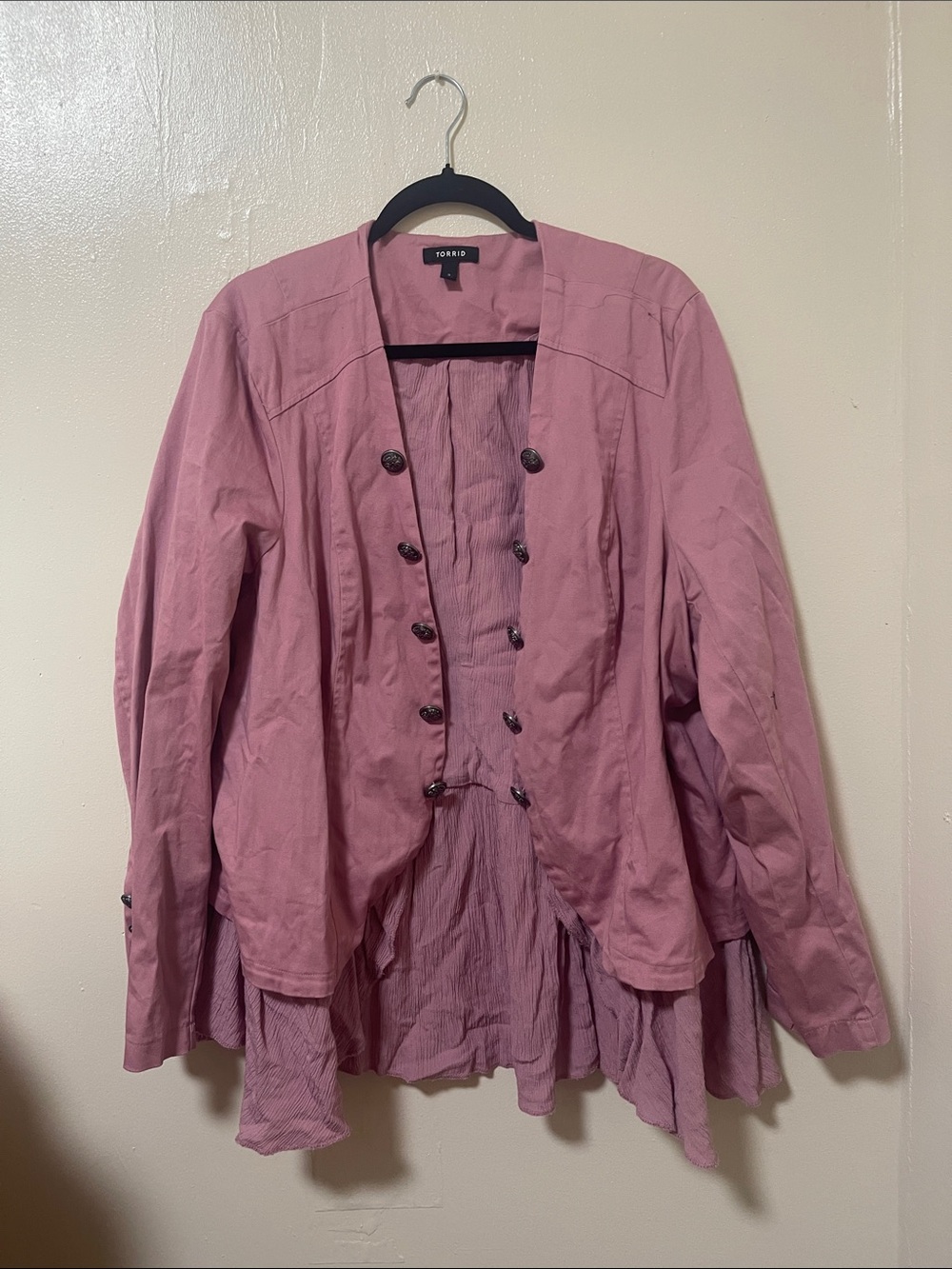 torrid dusty rose layered button-front blazer